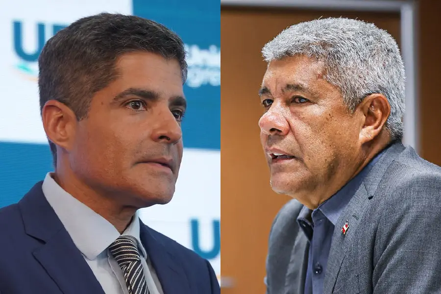 Ex-prefeito de Salvador, ACM Neto (União Brasil); e o governador da Bahia, Jerônimo Rodrigues (PT) (União Brasil/Governo da Bahia/Divulgação) 