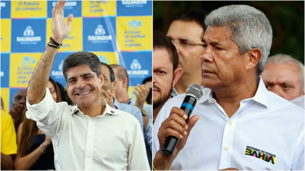 ACM Neto e Jerônimo Rodrigues (@acmneto/Facebook; Feijão Almeida/GOVBA/.) Leia mais em: https://veja.abril.com.br/brasil/como-esta-a-disputa-entre-jeronimo-e-acm-neto-pelo-governo-da-bahia-segundo-o-parana-pesquisas/
